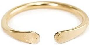 LOTUS STONE JEWELRY Smooth Hammered Gold Horseshoe Ring, Handmade Cuff Ring for Knuckle or Midi Wear
