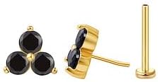 FANSING Cartilage Earring Tragus Stud Trio CZ Stone Flat Back Earring for Helix Conch Threadless Push Pin Labret Stud