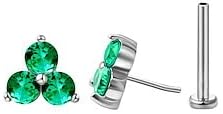 FANSING Cartilage Earring Tragus Stud Trio CZ Stone Flat Back Earring for Helix Conch Threadless Push Pin Labret Stud