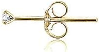 14K Gold Earrings, Round Cubic Zirconia Tiny Small Pierced Long Posts Stud Cartilage CZ Earrings for Women Men, 2mm, 3mm, 4mm, 5mm
