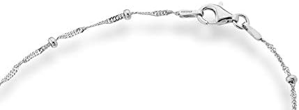 Miabella Italian 925 Sterling Singapore Bead Chain Station Necklace for Women, Made in Italy