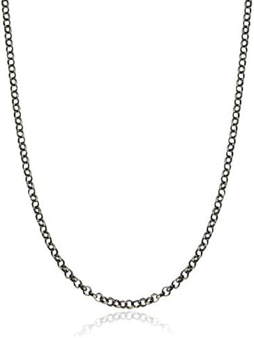 FashionJunkie4Life Oxidized Black Sterling Silver 1.2mm Rolo or Rollo Chain Necklace - 16, 18, 20, 24"