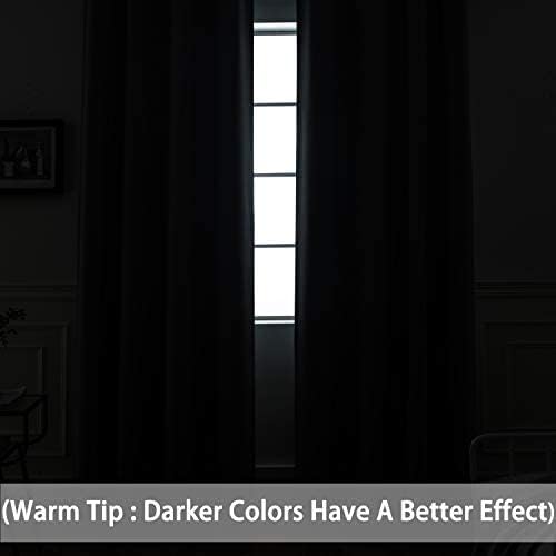 Yakamok Navy Blue Blackout Patio Door Curtain Panels W100 x L108,1 Panel | Noise Reducing Barrier Panel for Sliding Glass Door, 2 Thick Layers Heat Full Light Blocking Patio Door Drapery