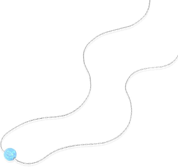 Opal Bead Choker Necklace – Rose and Gold Filled or Sterling Silver, Blue or White Opal Ball, Dainty Minimalist Jewelry 13.5"-16.5"