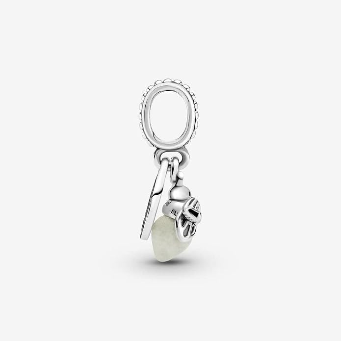 PANDORA Glow-in-the-Dark Firefly Dangle Charm - Luminous Jewelry Gift - Milky Green Glow Glass Design - Jewelry for Her with Gift Box - Compatible Moments & ME Bracelets - Sterling Silver