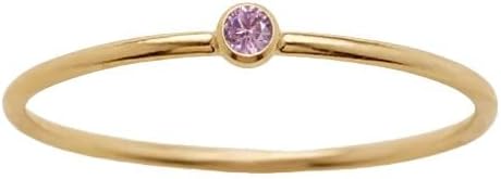 Gold Birthstone Rings for Women 14k Gold Plated Stainless Steel Stackable Ring Dainty Gold Zirconia Ring Engagement Wedding Promise Rings Gemstones Personalized Jewelry