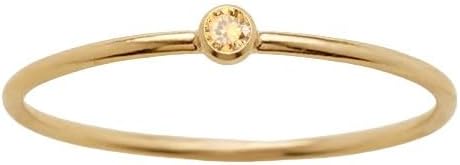 Gold Birthstone Rings for Women 14k Gold Plated Stainless Steel Stackable Ring Dainty Gold Zirconia Ring Engagement Wedding Promise Rings Gemstones Personalized Jewelry