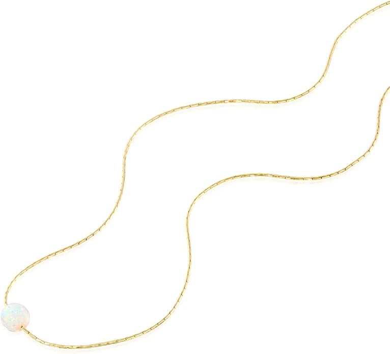 Opal Bead Choker Necklace – Rose and Gold Filled or Sterling Silver, Blue or White Opal Ball, Dainty Minimalist Jewelry 13.5"-16.5"
