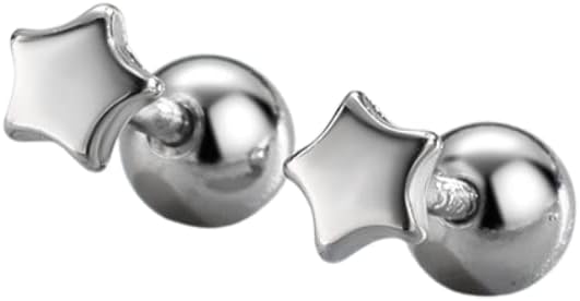 COSMO CARAT 14K Gold Plated Nap Earrings 925 Sterling Silver Star Moon CZ Stud Earrings Screw Back Hypoallergenic Celestial Tiny Cartilage Helix Second Piercing Earrings For Women