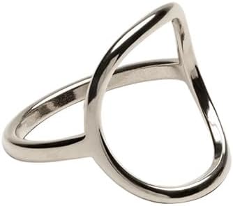ADAJURI Minimalist Sculptural Hollow Circle Rings For Women | 18K Gold Plated Stainless Steel Water-Resistant Promise Oval Rings | Dainty Jewelry Gifts Perfect For Daily Anillos