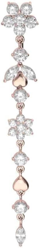 PIERCINGLINE surgical steel dangle belly button piercing with flower tendril - belly button ring surgical steel, gold, silver, rosegold piercing - new version with improved durability