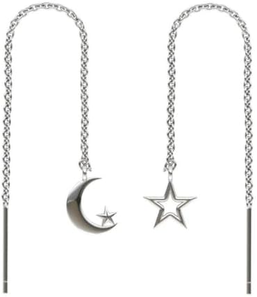 Sterling Silver Threader Earrings with Real Gemstone Beads - Elegant Pull-Through Design for Women, Dangling Western Earrings, Long and Short Adjustable Earring