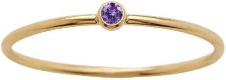 Gold Birthstone Rings for Women 14k Gold Plated Stainless Steel Stackable Ring Dainty Gold Zirconia Ring Engagement Wedding Promise Rings Gemstones Personalized Jewelry