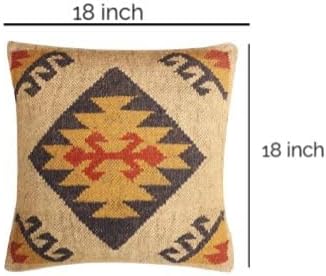 Set of 4 Wool Jute Vintage Kilim Cushion Covers,Home Decor Pillowcases Handwoven Turkish Pillow Decorative Throw Pillow Covers (Multicolor-6)