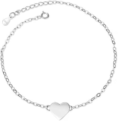Gold Anklets Bracelets for Women,925 Sterling Silver Waterproof Dainty Heart Anklet Snake Chain Link 14K Gold Plated Non Tarnish Ankle Chain Summer Beach Foot Jewelry Graduation Wedding Gifts