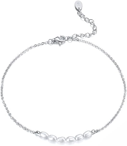 925 Sterling Silver Chain Anklets Bracelet For Women Adjustable Anklet Bracelet With Rhodium Plating For Long-Lasting Shine Silver Anklets For Women Jewelry Gift for Women