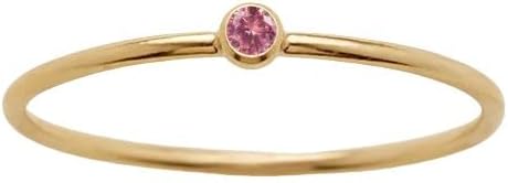 Gold Birthstone Rings for Women 14k Gold Plated Stainless Steel Stackable Ring Dainty Gold Zirconia Ring Engagement Wedding Promise Rings Gemstones Personalized Jewelry