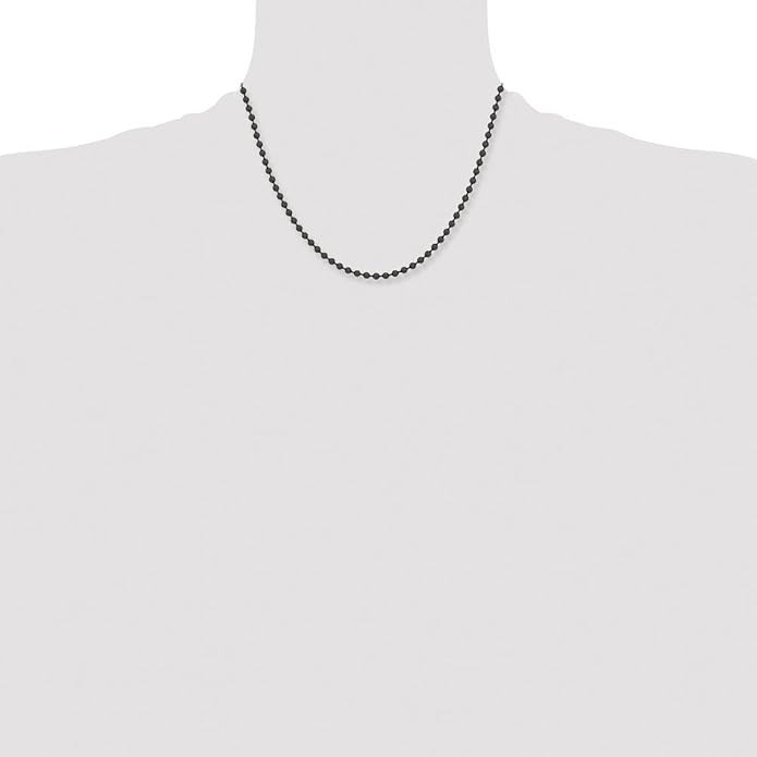 Real Stainless Steel 2.4mm IP Black-plated Ball Chain Necklace - with Secure Lobster Lock Clasp