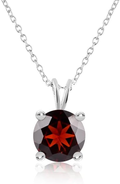 OdrillionGems Natural Gemstone Pendant Necklace, 925 Sterling Silver, Healing Crystal, Birthstone, Round Faceted, Handmade, Women Jewelry, Christmas Gift 16+2inch