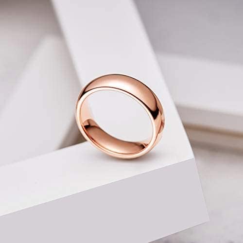King Will Men's Women's Tungsten Carbide Ring 24k Gold Plated Rose Gold Plated Domed Polished Finish Wedding Band