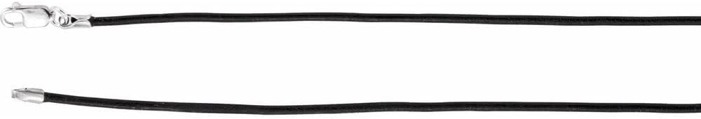 Sonia Jewels Solid 925 Sterling Silver 1.5mm Black Leather Cord Necklace Secure Lobster Clasp Closure 18"