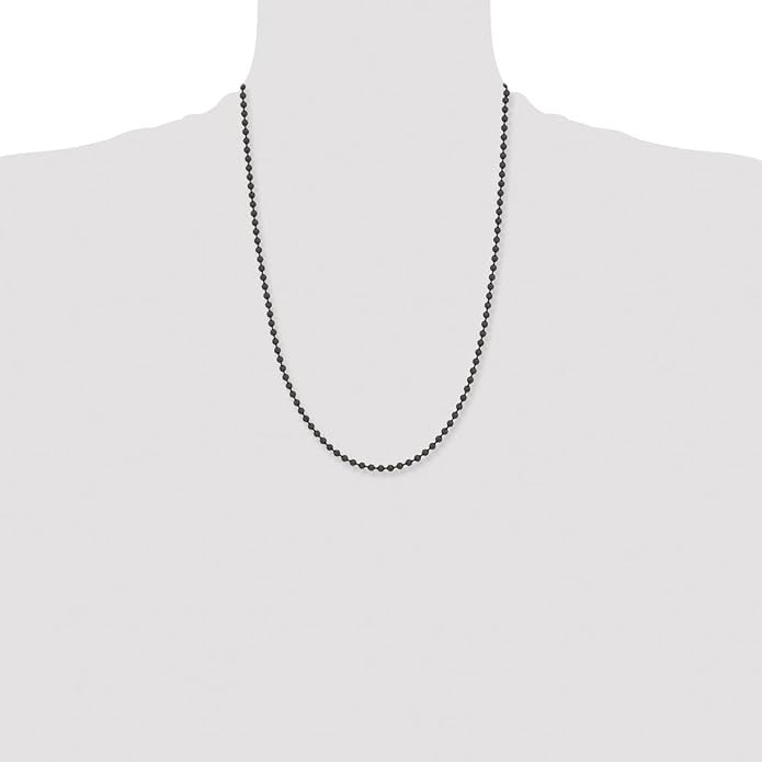 Real Stainless Steel 2.4mm IP Black-plated Ball Chain Necklace - with Secure Lobster Lock Clasp