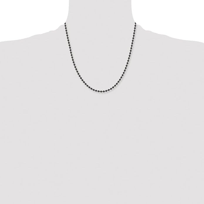 Real Stainless Steel 2.4mm IP Black-plated Ball Chain Necklace - with Secure Lobster Lock Clasp