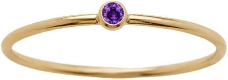 Gold Birthstone Rings for Women 14k Gold Plated Stainless Steel Stackable Ring Dainty Gold Zirconia Ring Engagement Wedding Promise Rings Gemstones Personalized Jewelry