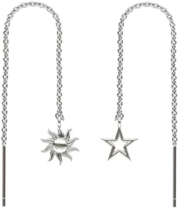 Sterling Silver Threader Earrings with Real Gemstone Beads - Elegant Pull-Through Design for Women, Dangling Western Earrings, Long and Short Adjustable Earring