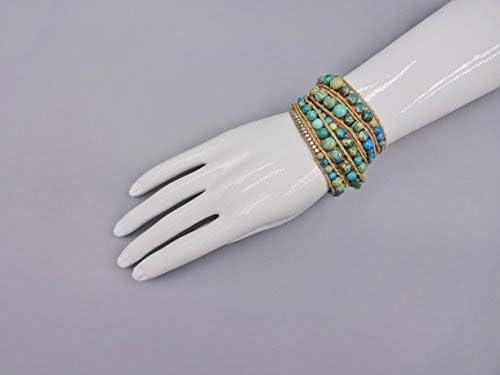 MGR MY GEMS ROCK! 35-Inch Long Multi-Layer Hand Crafted Gemstone and Crystal Multi-Stone Beaded on Genuine Leather Boho Style Stackable Super Wrap Bracelet, up to 5 Wraps.