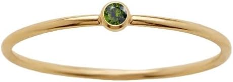 Gold Birthstone Rings for Women 14k Gold Plated Stainless Steel Stackable Ring Dainty Gold Zirconia Ring Engagement Wedding Promise Rings Gemstones Personalized Jewelry