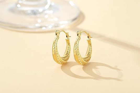 Gold Earrings for Women 14K Gold Hoop Earrings for Women Hoop Earring Rotating Small Ball Design Comfortable Hoops Womens Earring Jewelry Timeless Elegance