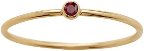 Gold Birthstone Rings for Women 14k Gold Plated Stainless Steel Stackable Ring Dainty Gold Zirconia Ring Engagement Wedding Promise Rings Gemstones Personalized Jewelry