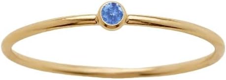 Gold Birthstone Rings for Women 14k Gold Plated Stainless Steel Stackable Ring Dainty Gold Zirconia Ring Engagement Wedding Promise Rings Gemstones Personalized Jewelry