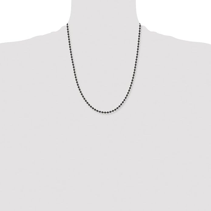 Real Stainless Steel 2.4mm IP Black-plated Ball Chain Necklace - with Secure Lobster Lock Clasp