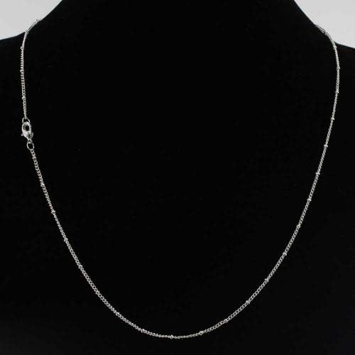 Wholesale 12PCS Silver Plated Brass Curb Chain Satellite Beaded Chains Bulk for Jewelry Making (30 Inch(1.5mm))