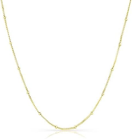 Bead Station Necklace on Cable Chain - 2 mm beads, Minimalist 925 Sterling Silver Necklace for Women, Simple & Elegant - Stylish Gift Packaging for Special Occasions