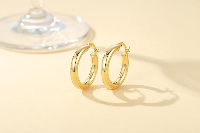 14K Gold Hoop Earrings for Women, Lightweight Everyday Hoops - Perfect Mother’s Day, Valentine’s, Anniversary & Birthday Gifts for Wife
