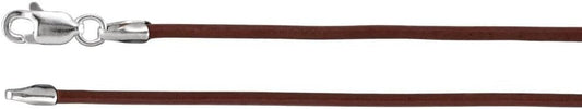 Sonia Jewels Solid 925 Sterling Silver 1.5mm Brown Leather Cord Necklace Secure Lobster Clasp Closure 18"
