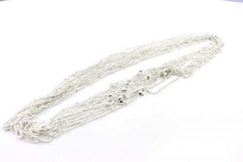 Wholesale 12PCS Silver Plated Brass Curb Chain Satellite Beaded Chains Bulk for Jewelry Making (30 Inch(1.5mm))