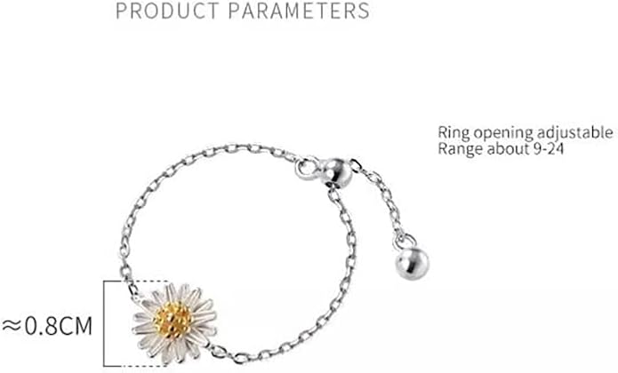 Cute Daisy Flower Chain Tassel Ring for Women 925 Sterling Silver Floral Link Tiny Bead Ball Dangle Adjustable Stacking Statement Finger Bands Promise Eternity Rings Dainty Birthday Jewelry Gifts for Mom