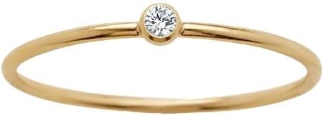 Gold Birthstone Rings for Women 14k Gold Plated Stainless Steel Stackable Ring Dainty Gold Zirconia Ring Engagement Wedding Promise Rings Gemstones Personalized Jewelry