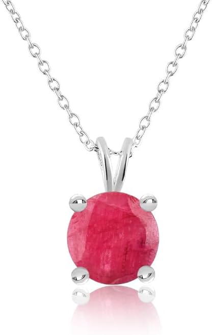 OdrillionGems Natural Gemstone Pendant Necklace, 925 Sterling Silver, Healing Crystal, Birthstone, Round Faceted, Handmade, Women Jewelry, Christmas Gift 16+2inch
