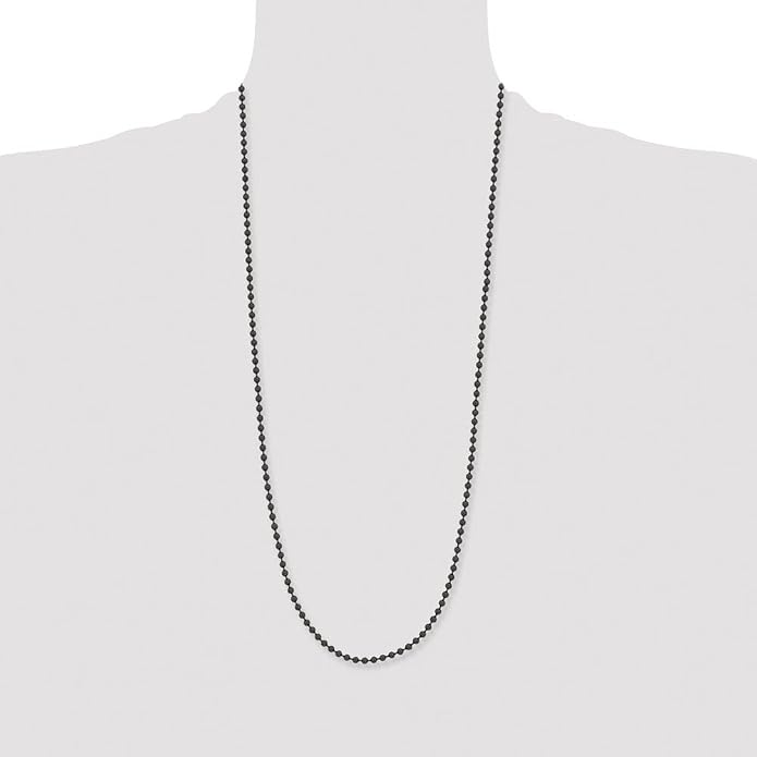 Real Stainless Steel 2.4mm IP Black-plated Ball Chain Necklace - with Secure Lobster Lock Clasp
