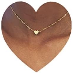 14K Gold Heart Choker Necklace Delicate Love Necklace Pendant Necklaces Silver Jewelry for Women Gift (Gold)
