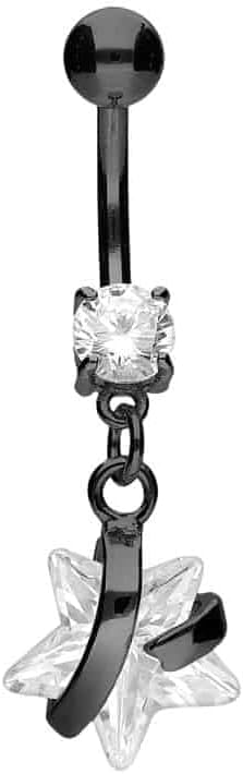 PIERCINGLINE Belly Button Piercing CRYSTAL STAR PENDANT surgical steel, safe