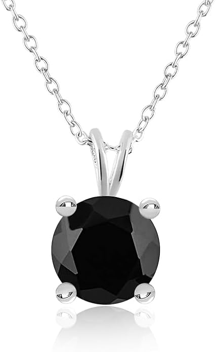 OdrillionGems Natural Gemstone Pendant Necklace, 925 Sterling Silver, Healing Crystal, Birthstone, Round Faceted, Handmade, Women Jewelry, Christmas Gift 16+2inch