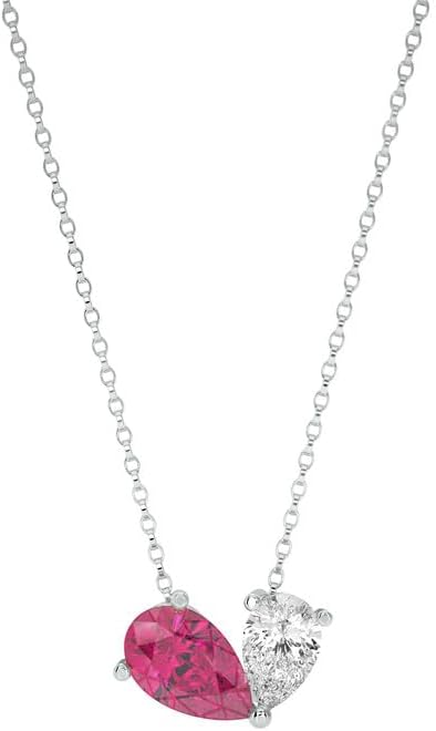 Birthstone necklace Double stone Heart Pendant Necklace 925 Sterling silver birthday, anniversary Personalised gift
