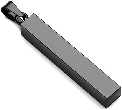 Zysta Engraving 3D Bar Name Necklace Personalized Text Message Cool Simple Design Women Customized Dangle Vertical Cuboid Stick Pendant Necklaces Stainless Steel Birthday Gift