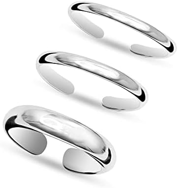 LeCalla 925 Sterling Silver Minimalist Toe Rings Set Simple Open Adjustable Toe-Rings for Women